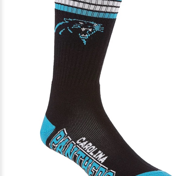 NFL Carolina Panthers Four Stripe Deuce Performance Crew Socks-BRAND NEW - Picture 5 of 6